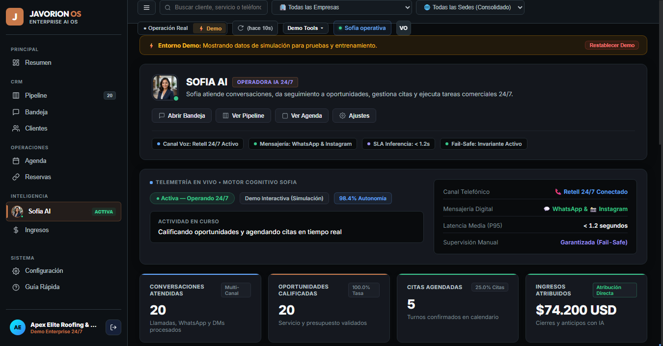 Sofia AI Workforce interactive console in JAVORION